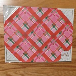 Rosannebeck Collections Festive Plaid Placemats - Pink, Red, Green Set of 10 NWT